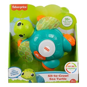 Fisher-Price Linkimals Sit-to-Crawl Sea Turtle - UK English Edition, Light-up Musical Crawling Toy for Baby