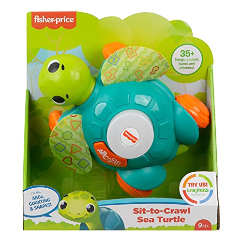 Fisher-Price Linkimals Sit-to-Crawl Sea Turtle - UK English Edition, Light-up Musical Crawling Toy for Baby