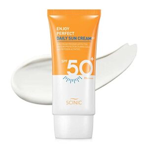 scinic enjoy perfect daily sunscreen ex spf50+pa+++ 1.69 fl oz(50ml) | no shine, sticky feeling! matte, refreshing light daily sun cream for uv protection | korean skincare