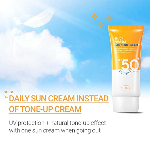 SCINIC Enjoy Perfect Daily Sunscreen EX SPF50+PA+++ 1.69 fl oz(50ml) | No Shine, Sticky Feeling! Matte, Refreshing Light Daily Sun Cream For UV Protection | Korean Skincare