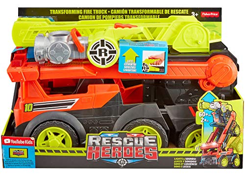 Fisher-Price Rescue Heroes Transforming Fire Truck with Lights & Sounds, Multicolor, Model:GFW30