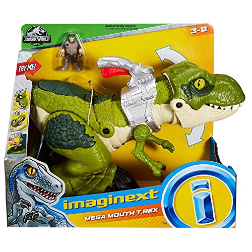 Fisher-Price Imaginext Jurassic World Mega Mouth T.Rrex, chomping toy dinosaur for preschool kids ages 3-8 years