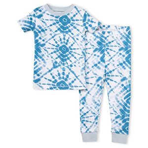 burt’s bees baby baby boys’ pajamas, tee and pant 2-piece pj set, 100% organic cotton, blue diamond, 5t