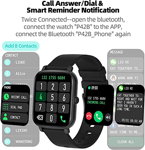 Smart Watch for Android Phones with Call Receive/Dial, 1.7“ IP68 Waterproof Fitness Tracker with Heart Rate SpO2, Sleep Tracker Voice Control Sport Activity Trackers Smartwatch for Women Men