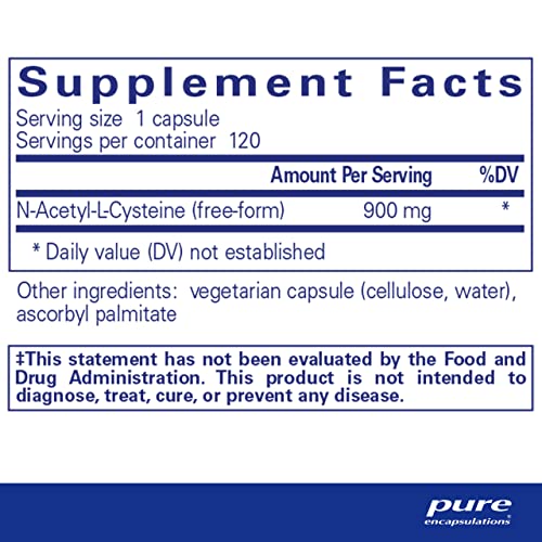 Pure Encapsulations NAC 900 mg | N-Acetyl Cysteine Amino Acid Supplement for Lung and Immune Support, Liver, and Antioxidants* | 120 Capsules