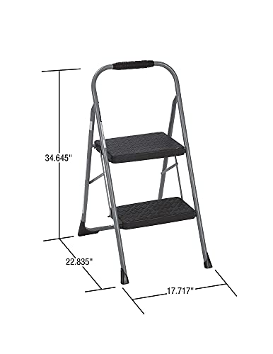 Cosco 11308Pbl1e 2-Step Big Step Folding Stool, 200Lb, 22-Inch Spread, Black/Gray