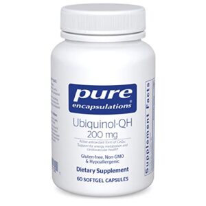 pure encapsulations ubiquinol-qh 200 mg | active form of coq10 to support immune health, cellular energy, and cardiovascular health* | 60 softgel capsules