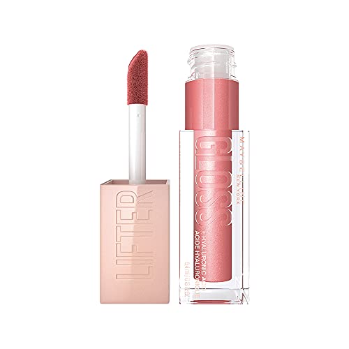 Maybelline Lifter Gloss, Hydrating Lip Gloss with Hyaluronic Acid, High Shine for Plumper Looking Lips, Moon, Nude Pink, 0.18 Ounce