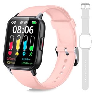 soppy smart watch for women and men, sports fitness trackers with heart rate monitor, ip67 waterproof watches for women 1.69” touch screen smart watch for android ios phones with replacement straps
