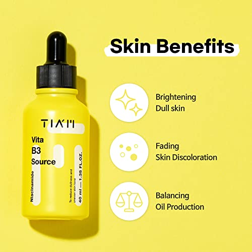 TIAM Vita B3 Source, 10% Niacinamide Serum, 2% Arbutin, Hyperpigmentation, Dark Spot Treatment, 1.35 Fl Oz