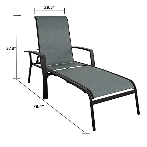 Cosco Outdoor Adjustable Aluminum Chaise Lounge Patio Furniture Set, 2-Pack, Black and Blue