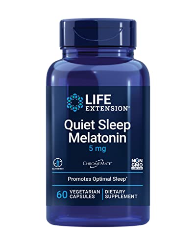 Life Extension Quiet Sleep Melatonin - 5mg of Melatonin Supplement with Vitamin C, B6, B12, Calcium, Magnesium and Inositol for Restful & Healthy Sleep - Non-GMO, Gluten-Free, Vegetarian - 60 Capsules