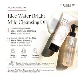 THE FACE SHOP Rice Water Bright Set - Cleanser 150ml + Light Cleansing Oil 150ml + Foam 100ml , 3 Count (Pack of 1)