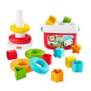 fisher-price baby’s first blocks and rock-a-stack gift set, 2 plant-based toys for infants ages 6 months and older