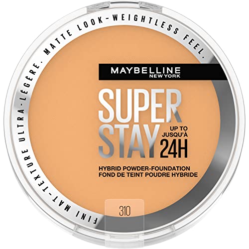 Maybelline Super Stay Up to 24HR Hybrid Powder-Foundation, Medium-to-Full Coverage Makeup, Matte Finish, 310, 1 Count