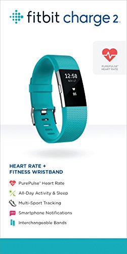 Fitbit Charge 2 Heart Rate + Fitness Wristband, Teal, Large (US Version)