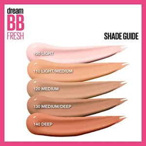 Maybelline Dream Fresh Skin Hydrating BB cream, 8-in-1 Skin Perfecting Beauty Balm with Broad Spectrum SPF 30, Sheer Tint Coverage, Oil-Free, Light/Medium, 1 Fl Oz