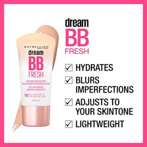 Maybelline Dream Fresh Skin Hydrating BB cream, 8-in-1 Skin Perfecting Beauty Balm with Broad Spectrum SPF 30, Sheer Tint Coverage, Oil-Free, Light/Medium, 1 Fl Oz