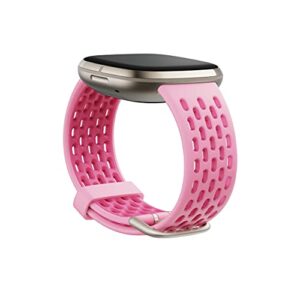 fitbit sense & fitbit versa 3 accessory band, official fitbit product, sport, blush/desert bloom, small