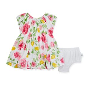 burt’s bees baby baby girls’ dress, infant & toddler, short & long-sleeve, 100% organic cotton, lemon florals, 3 months