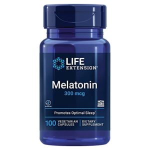 life extension melatonin 300 mcg – sleep supplement – for restful sleep, immune function, hormone balance, and anti-aging. gluten-free – non-gmo – 100 vegetarian capsules