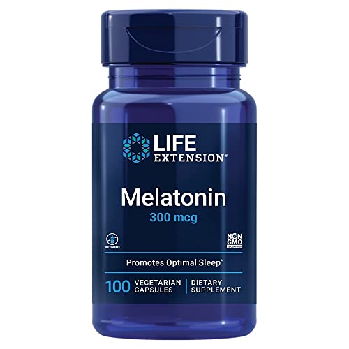 Life Extension Melatonin 300 mcg – Sleep Supplement – For Restful Sleep, Immune Function, Hormone Balance, and Anti-Aging. Gluten-Free – Non-GMO – 100 Vegetarian Capsules