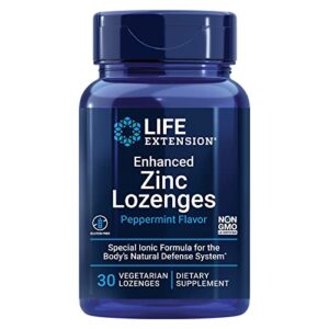 life extension enhanced zinc lozenges – support healthy immune system – peppermint-flavored – gluten-free, non-gmo, vegetarian lozenges – 30 count