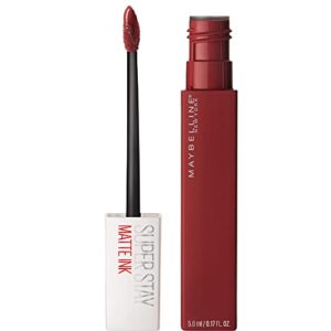maybelline super stay matte ink liquid lipstick makeup, long lasting high impact color, up to 16h wear, voyager, deep red, 1 count
