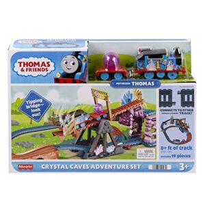 Thomas & Friends Motorized Toy Train Set Crystal Caves Adventure with Thomas, Tipping Bridge & 8 Ft of Track for Kids Ages 3+ Years