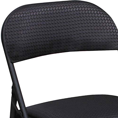 Cosco Commercial Indoor Outdoor Black Folding Chair with Fabric Cushion, 4 Pack