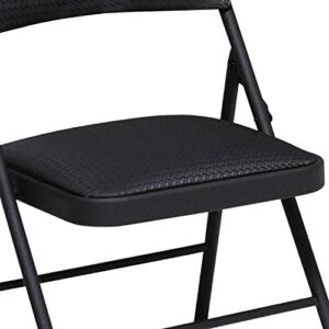 Cosco Commercial Indoor Outdoor Black Folding Chair with Fabric Cushion, 4 Pack