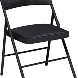 Cosco Commercial Indoor Outdoor Black Folding Chair with Fabric Cushion, 4 Pack