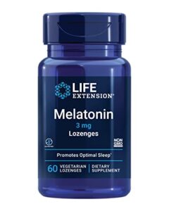 life extension melatonin 3 mg lozenges – support healthy & restful sleep, immune health & circadian rhythms – melatonina supplement – non-gmo, gluten-free, vegetarian – 60 fast dissolve lozenges