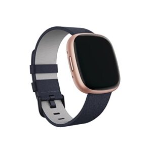 Fitbit Vegan Leather Band, 24mm Attach,Indigo,Large *Compatible with Sense 2, Sense, Versa 4 & Versa 3