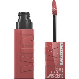 maybelline super stay vinyl ink longwear no-budge liquid lipcolor, highly pigmented color and instant shine, cheeky, rose nude lipstick, 0.14 fl oz, 1 count