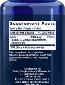 Life Extension High Potency Optimized Folate 8500 mcg DFE, 30 Vegetarian Tablets (Pack of 4)