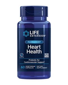 life extension florassist heart health – 2.5 billion cfu heart health support advanced probiotics supplement for men and women – gluten-free, non-gmo, vegetarian – 60 capsules