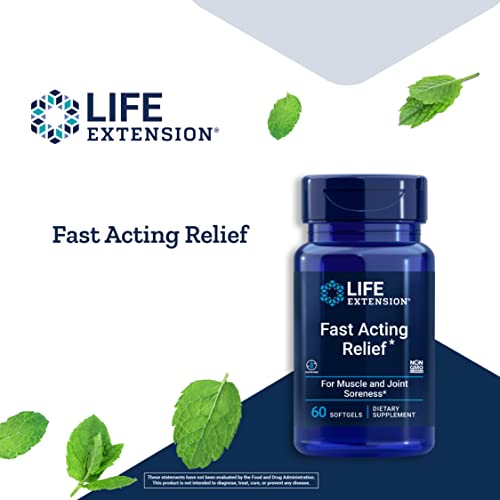 Life Extension Fast Acting Relief – Fast Comfort Relief, Joint, and Muscle Comfort - Contains Turmeric, Boswellia, Black Sesame, Gluten-Free, Non-GMO – 60 Softgels