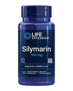 life extension silymarin 100mg – silymarin supplement from milk thistle seed extract – for liver & kidney health support and detox – non-gmo, gluten-free, vegetarian – 90 capsules