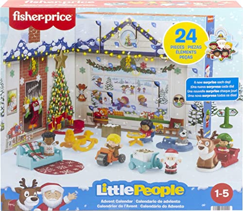 Fisher-Price Little People Advent Calendar, Christmas playset, 24 Toys for Pretend Play, Gift for Toddlers and Preschool Kids Ages 1 to 5 Years