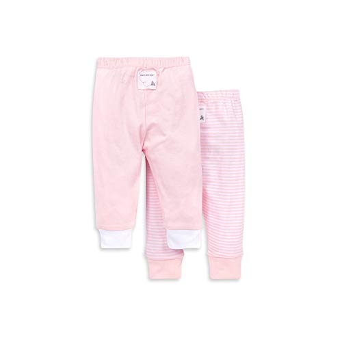 Burt's Bees Baby unisex baby Pants, of 2 Lightweight Knit Infant Bottoms, 100% Organic Cotton and Toddler Layette Set, Blossom Solid/Stripes, 12 Months US