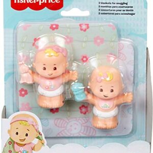 Fisher-Price Little People Snuggle Twins, set of 2 baby figures with 2 soft blanket accessories for toddlers and preschool kids ages 18 months to 5 years