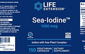 Life Extension Sea Iodine 1000 mcg, 150 Veg Caps (Pack of 2) - Natural Iodine Supplement from Kelp and Bladderwack