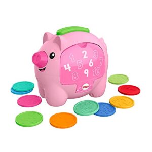 fisher-price laugh & learn musical toy count & rumble piggy bank with songs and motion for baby & toddler ages 6+ months