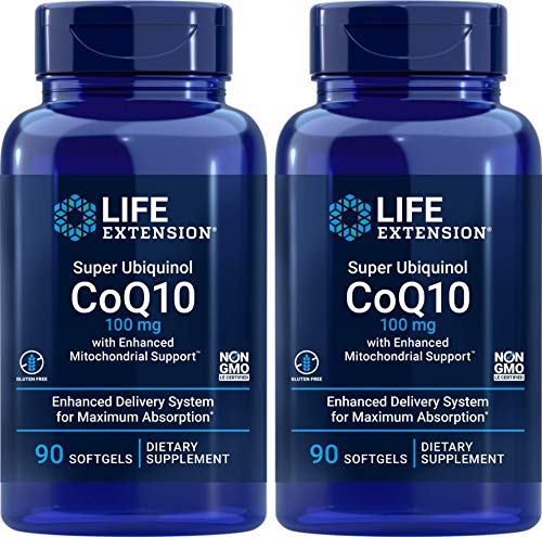 Life Extension COQ10 Super Ubiquinol 100mg 90 Count (Pack of 2) with Enhanced Mitochondrial Support