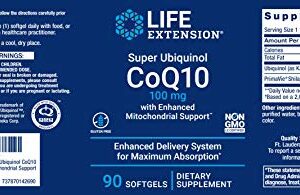 Life Extension COQ10 Super Ubiquinol 100mg 90 Count (Pack of 2) with Enhanced Mitochondrial Support