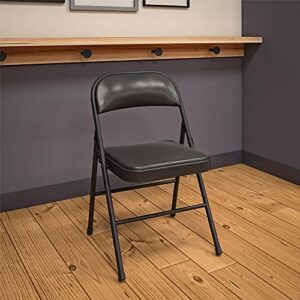 CoscoProducts COSCO Essentials Vinyl Padded Seat & Back Folding Chair, Double Braced, 4 Pack, Black