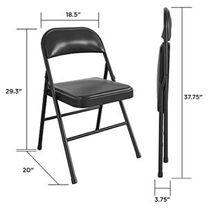 CoscoProducts COSCO Essentials Vinyl Padded Seat & Back Folding Chair, Double Braced, 4 Pack, Black
