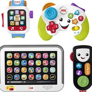 Fisher-Price Laugh & Learn Baby Learning Toys Tune In Tech Gift Set of 4 Interactive Pretend Play Toys for Ages 6+ Months [Amazon Exclusive]