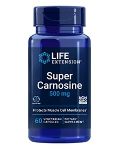 life extension super carnosine 500mg – for muscle recovery – l-carnosine supplement with benfotiamine, vitamin b1, luteolin for healthy aging – non-gmo, gluten-free – 60 vegetarian capsules